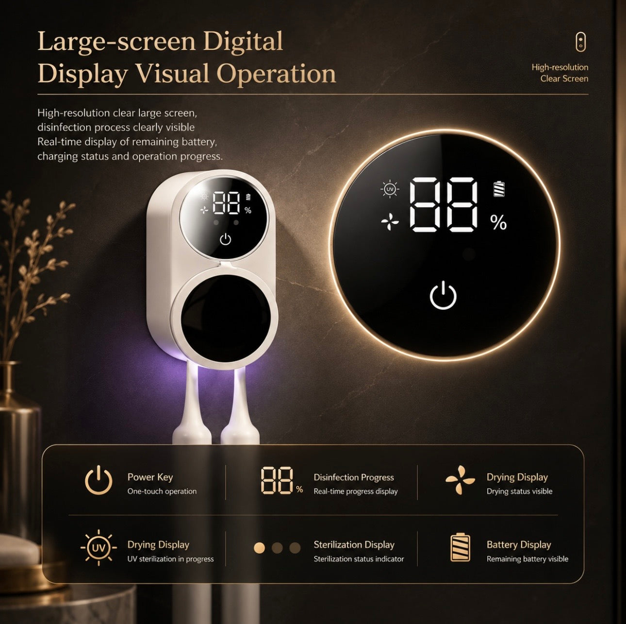 UV Toothbrush Sanitizer Holder 600mAh – Fast Charge & Auto-Inductive